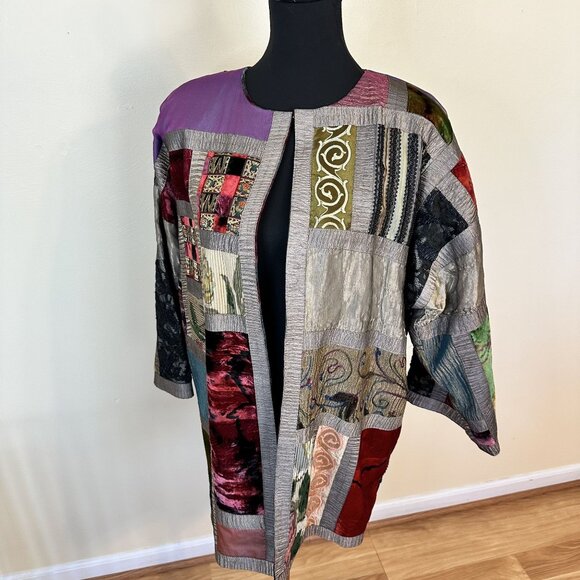 Womens Patchwork Kimono Jacket Multicolor Zuzka For Fabricology New York - Picture 13 of 13